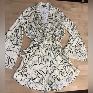 Shore Floral Print viscose romper wrap Swim Coverup